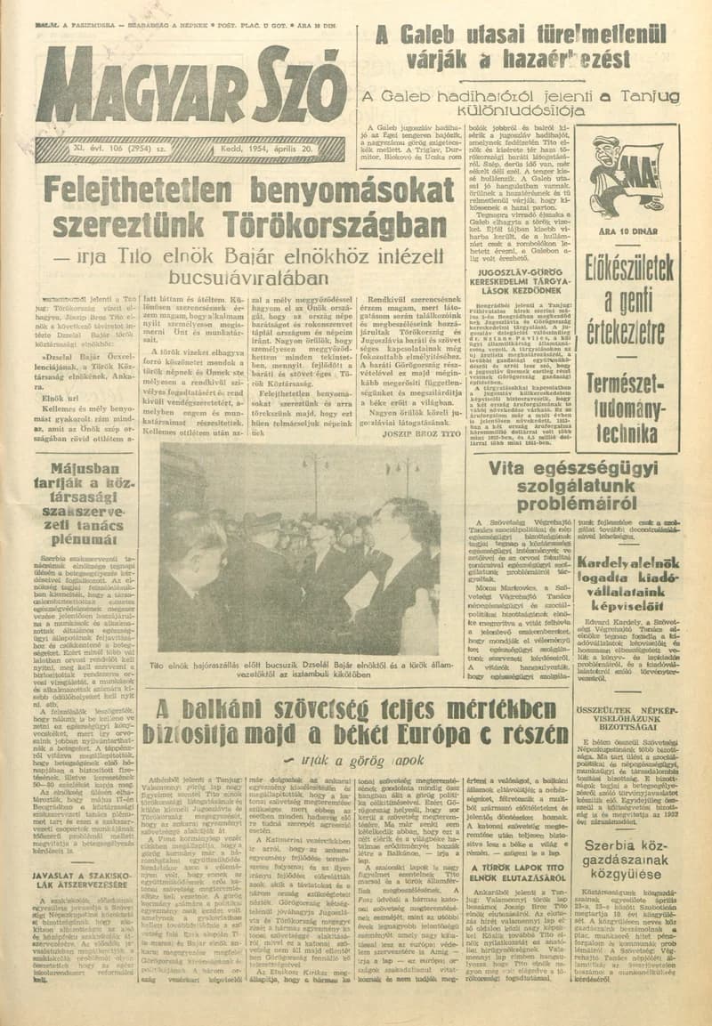 Magyar Szó, 11. évf. 1954. április 20. 106. sz. 1–10. oldal