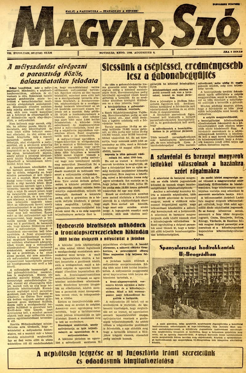 Magyar Szó, 7. évf. 1950. augusztus 8. 187. sz. 1–4. oldal