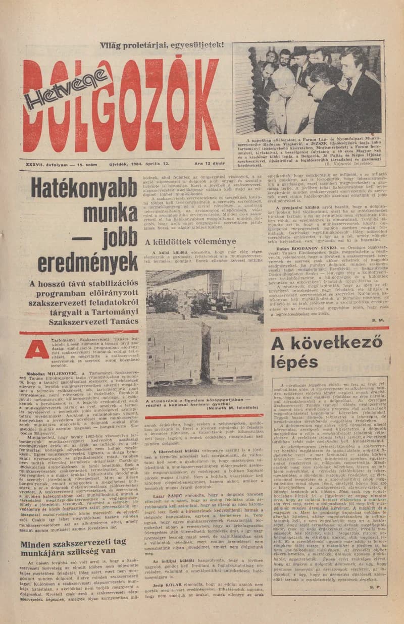 Dolgozók, 38. évf. 1984. április 12. 15. sz.