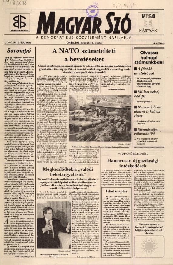 Magyar Szó, 52. évf. 1995. szeptember 2. 204. sz. 1–16. oldal