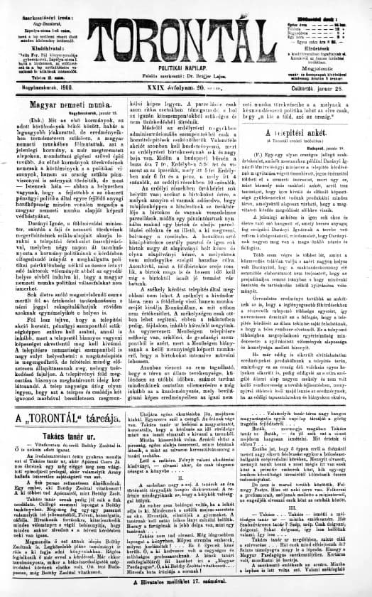 Torontál, 29. évf. 1900. január 25. 20. sz.