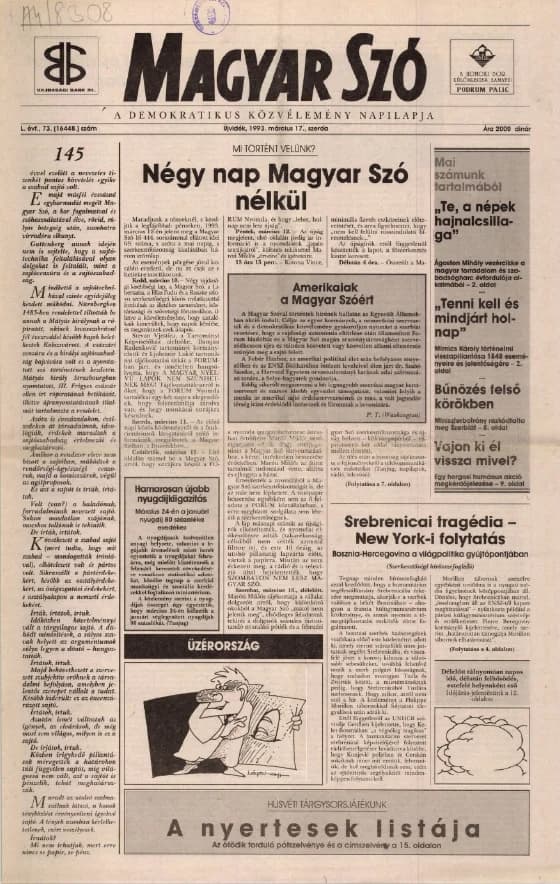 Magyar Szó, 50. évf. 1993. március 17. 73. sz. 1–24. oldal