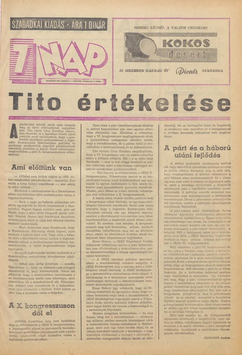 7 Nap, 28. évf. 1973. január 5. 1. sz. 1–28. oldal