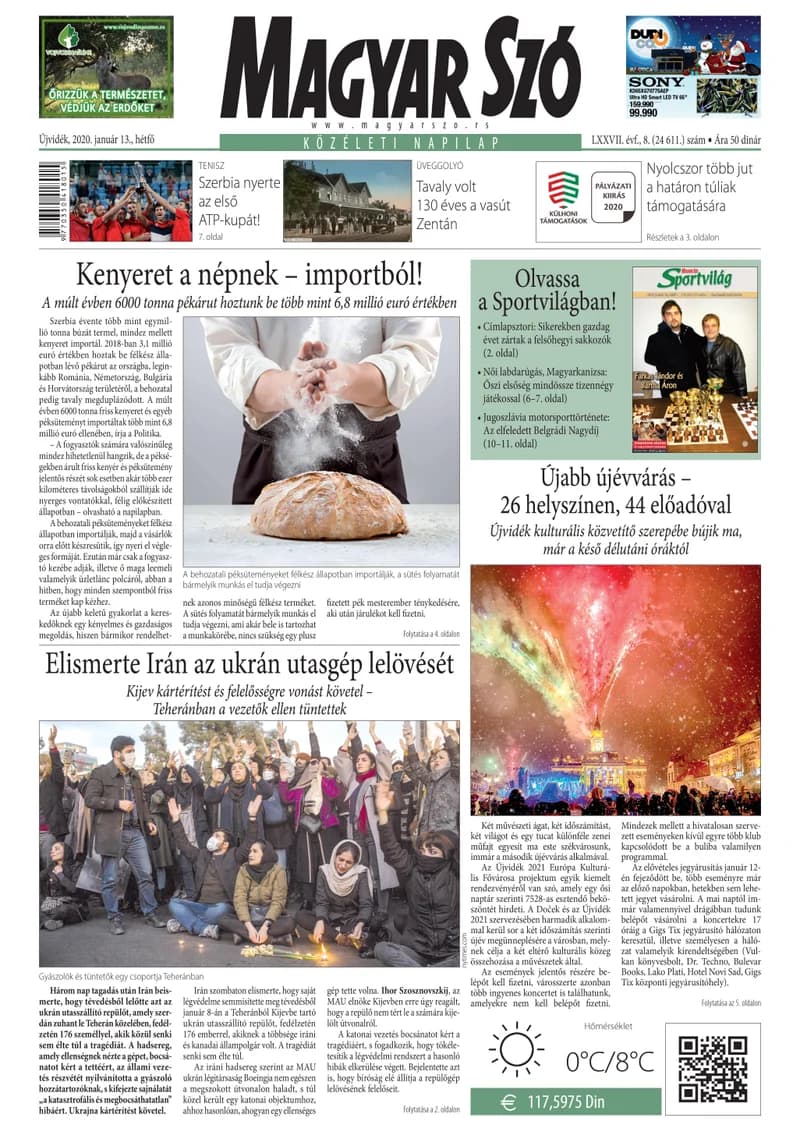 Magyar Szó, 77. évf. 2020. január 13. 8. sz. 1–12. oldal