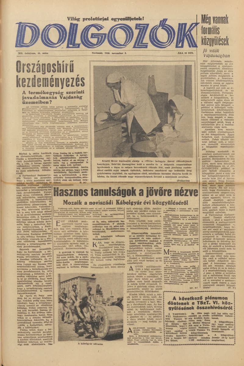Dolgozók, 12. évf. 1958. november 8. 44. sz.