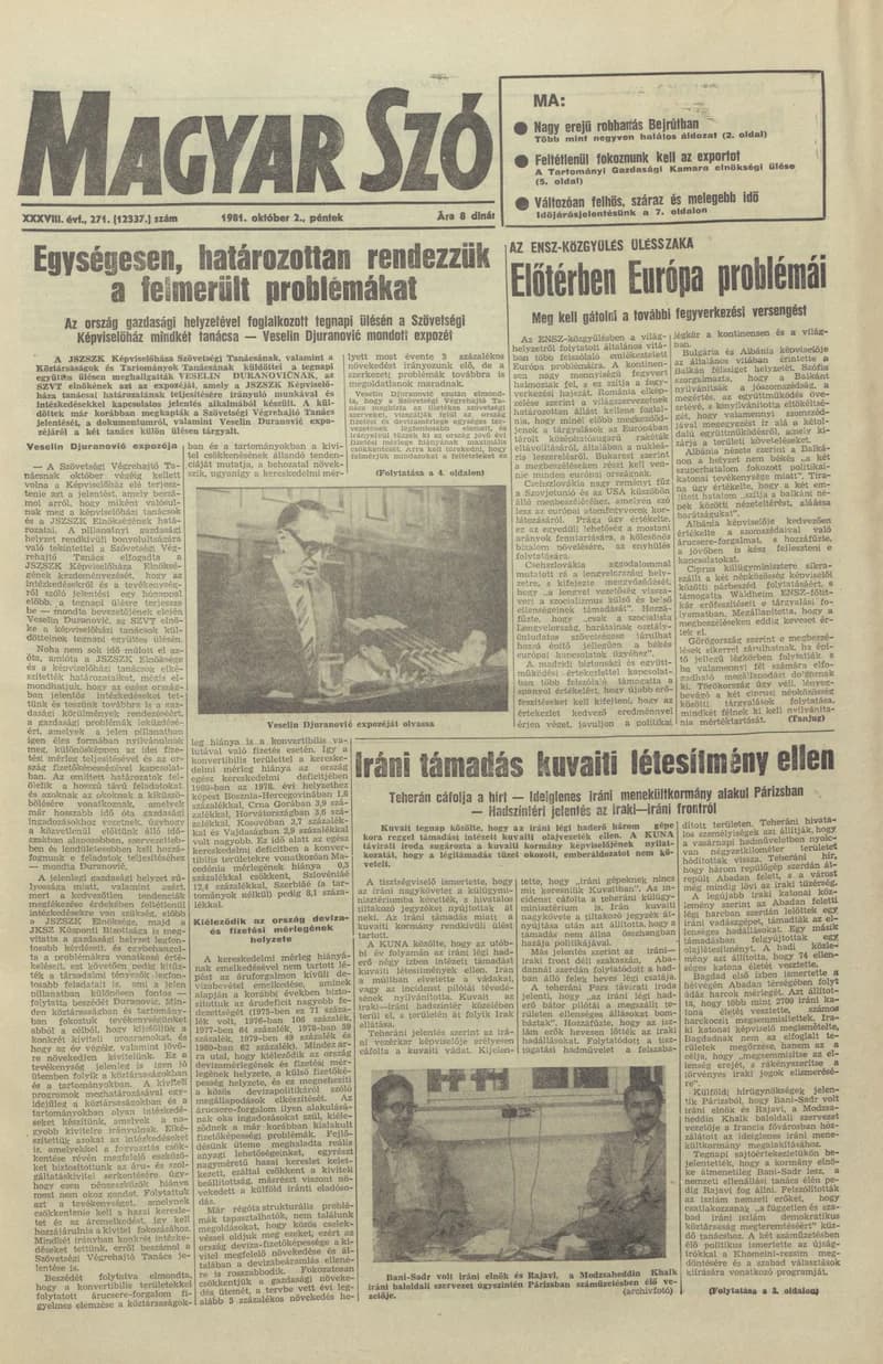 Magyar Szó, 38. évf. 1981. október 2. 271. sz.