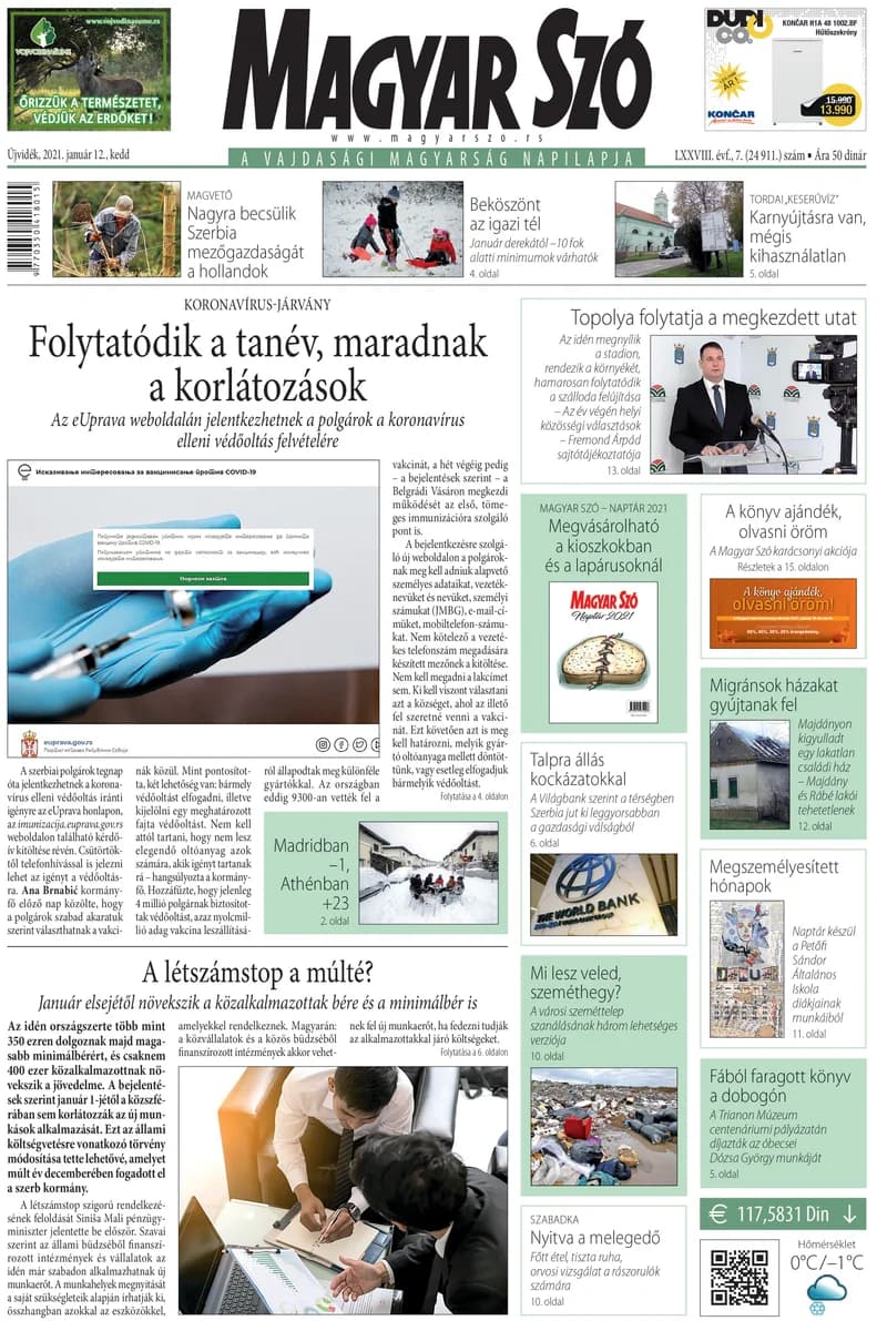 Magyar Szó, 78. évf. 2021. január 12. 7. sz. 1–20. oldal