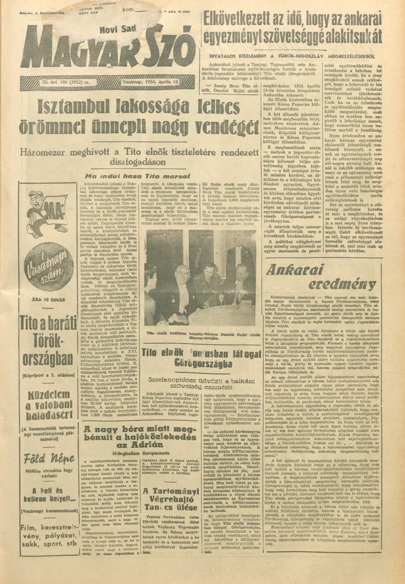 Magyar Szó, 11. évf. 1954. április 18. 104. sz. 1–14. oldal