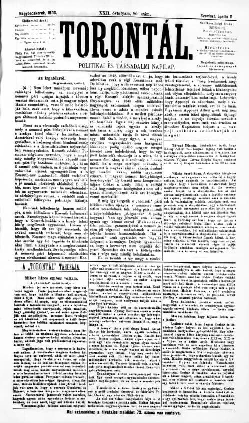 Torontál, 22. évf. 1893. április 8. 80. sz.