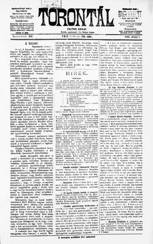 Torontál, 29. évf. 1900. október 1. 224. sz.