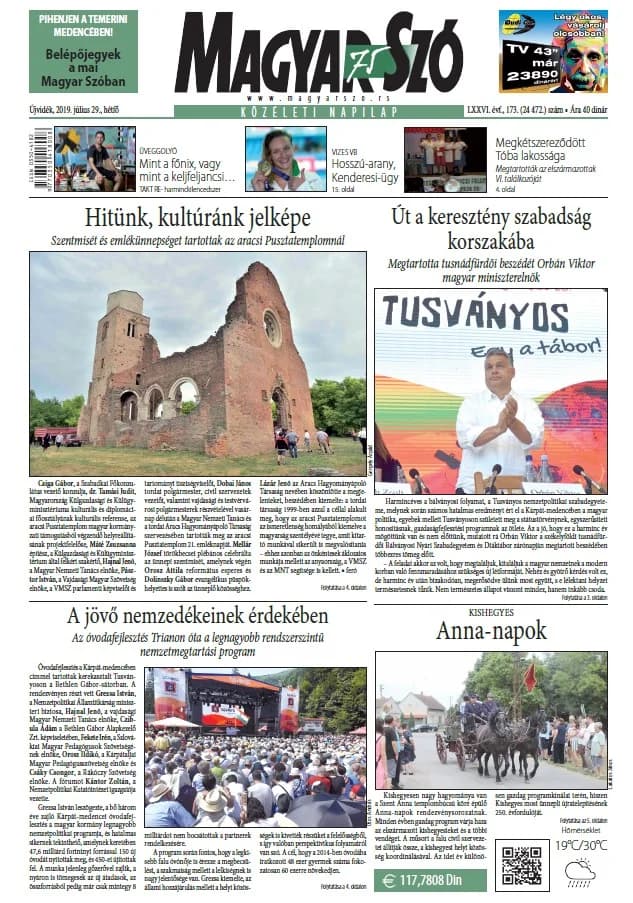 Magyar Szó, 76. évf. 2019. július 29. 173. sz. 1–20. oldal