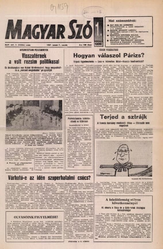 Magyar Szó, 44. évf. 1987. január 7. 5. sz. 1–16. oldal