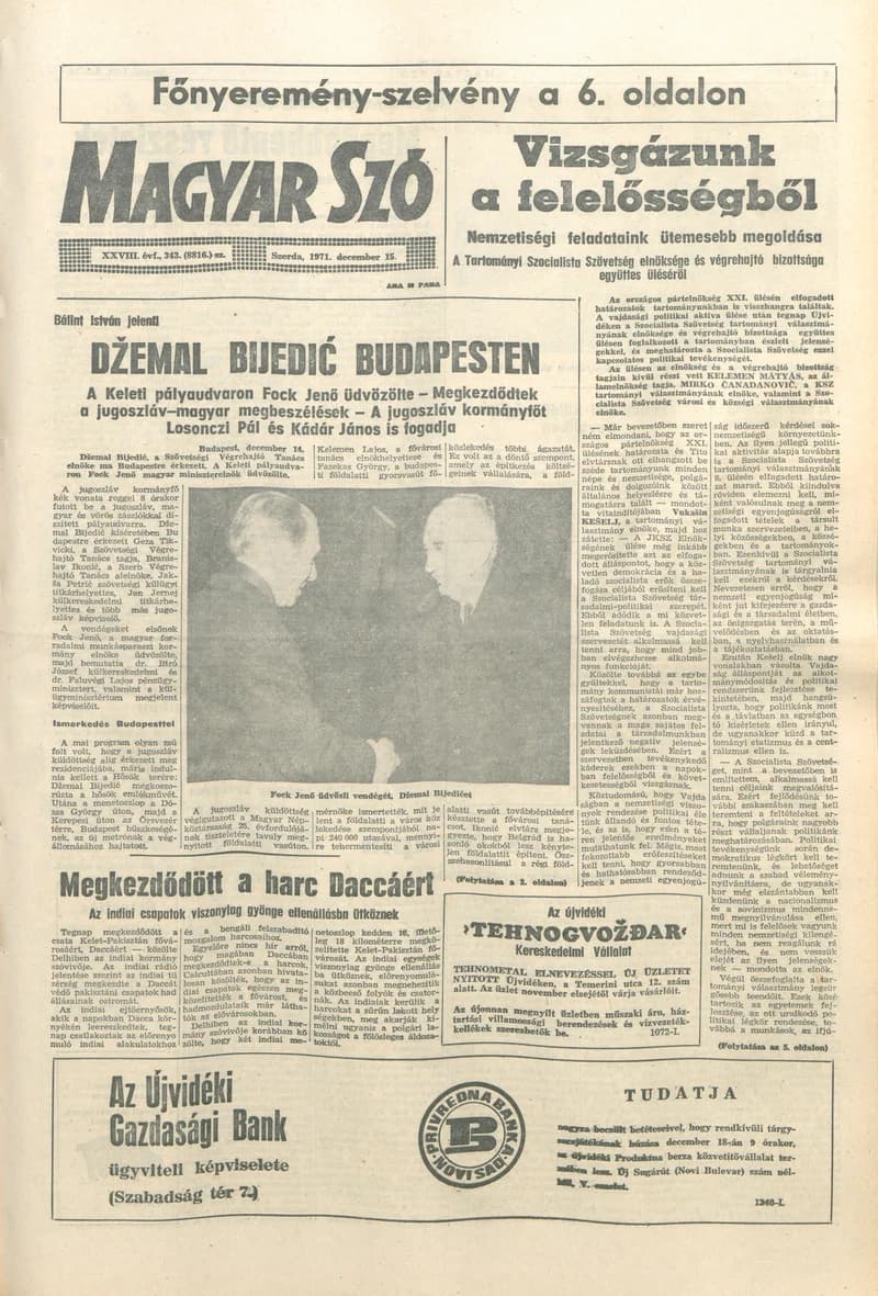 Magyar Szó, 28. évf. 1971. december 15. 343. sz. 1–16. oldal