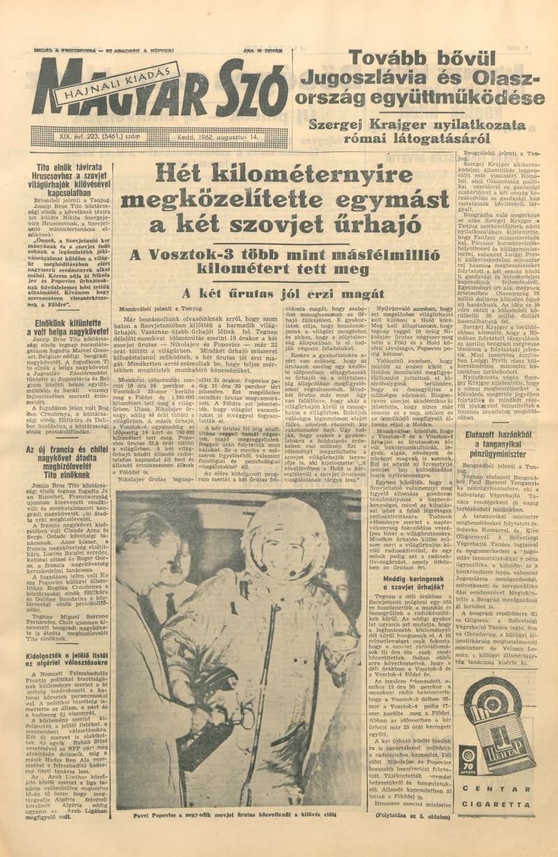 Magyar Szó, 19. évf. 1962. augusztus 14. 223. sz.
