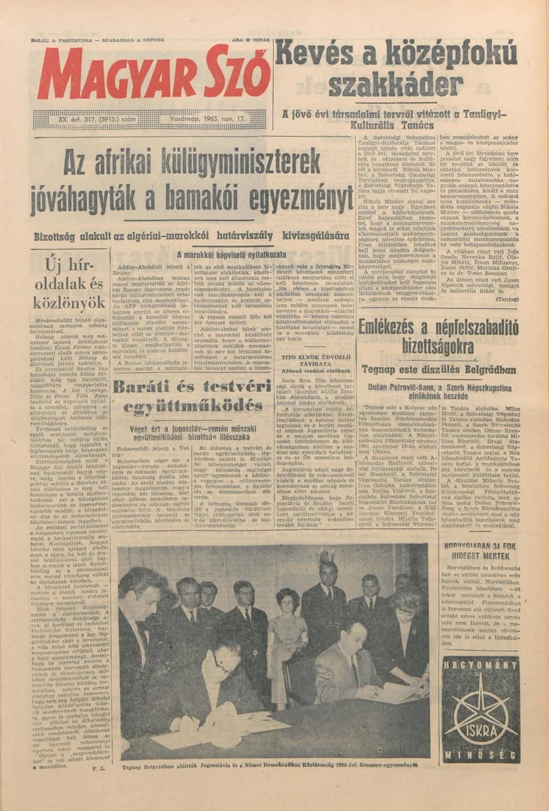 Magyar Szó, 20. évf. 1963. november 17. 317. sz. 1–24. oldal