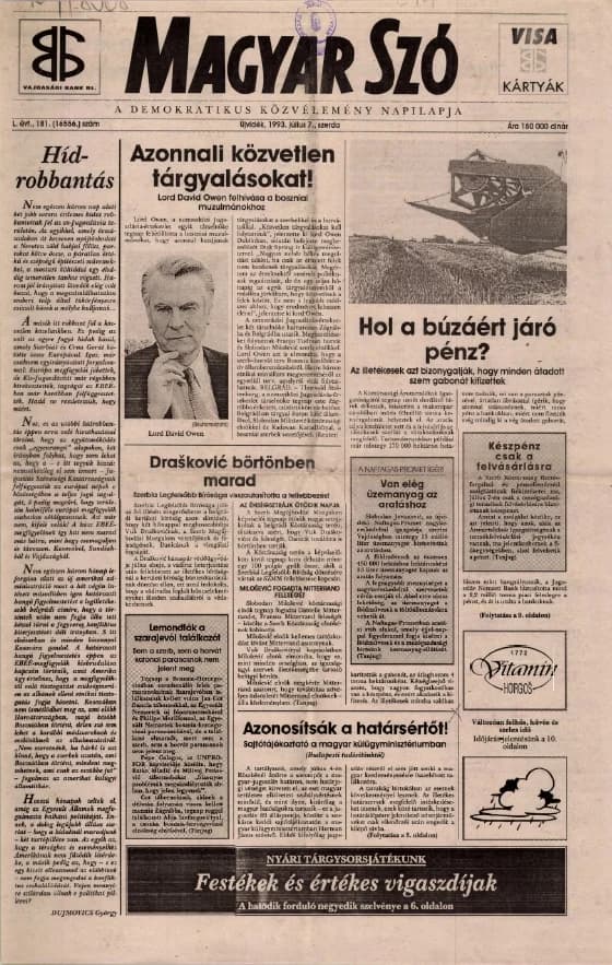 Magyar Szó, 50. évf. 1993. július 7. 181. sz. 1–12. oldal
