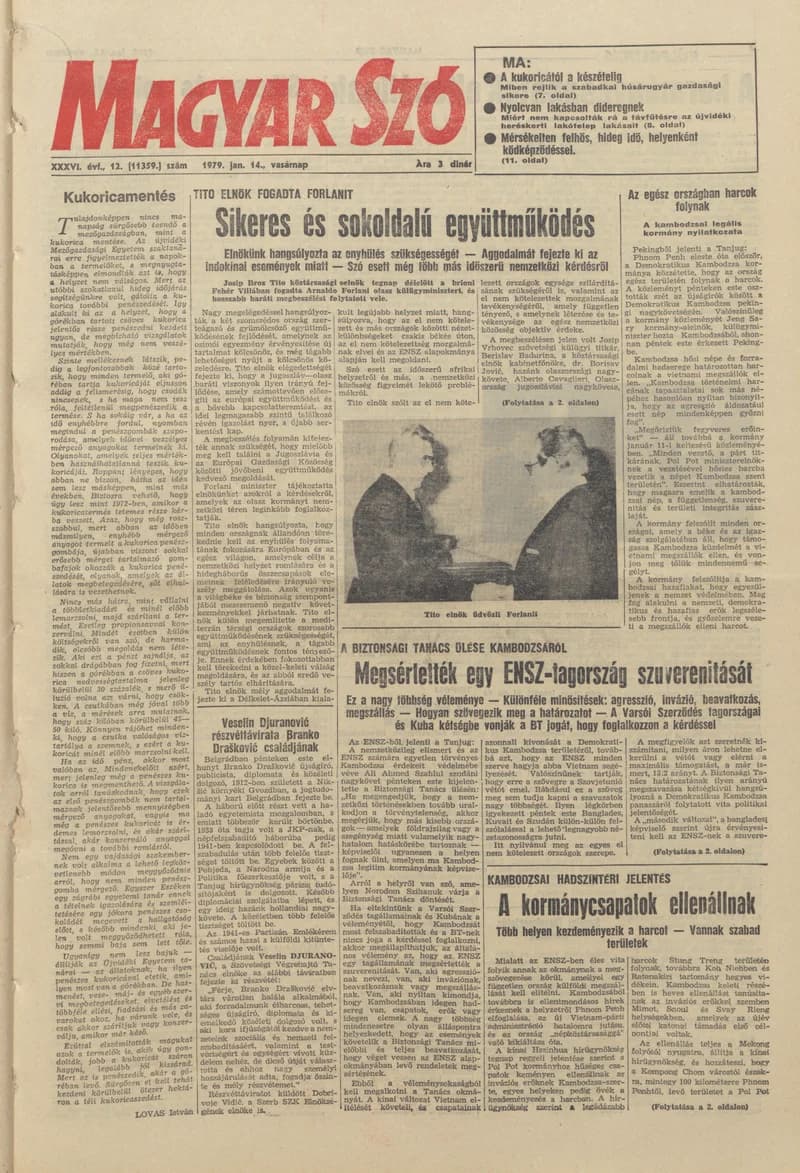 Magyar Szó, 36. évf. 1979. január 14. 12. sz. 1–32. oldal