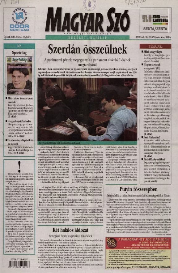 Magyar Szó, 64. évf. 2007. február 12. 35. sz. 1–12. oldal
