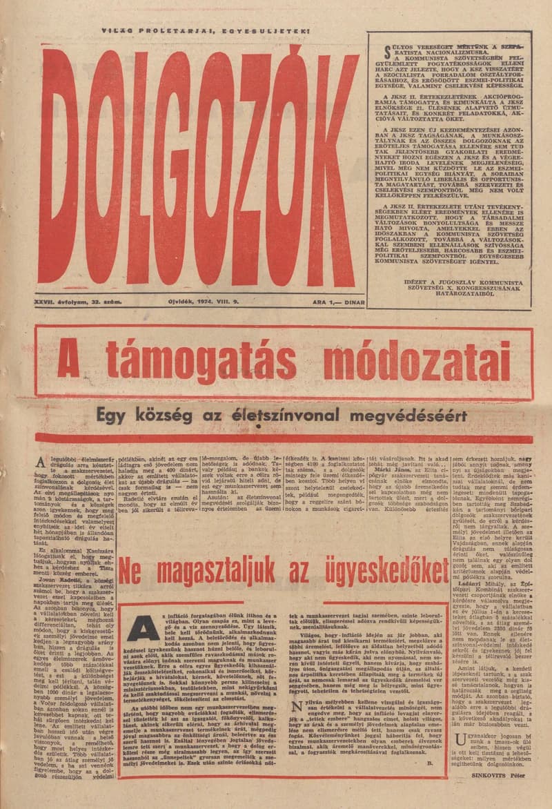 Dolgozók, 28. évf. 1974. augusztus 9. 32. sz.
