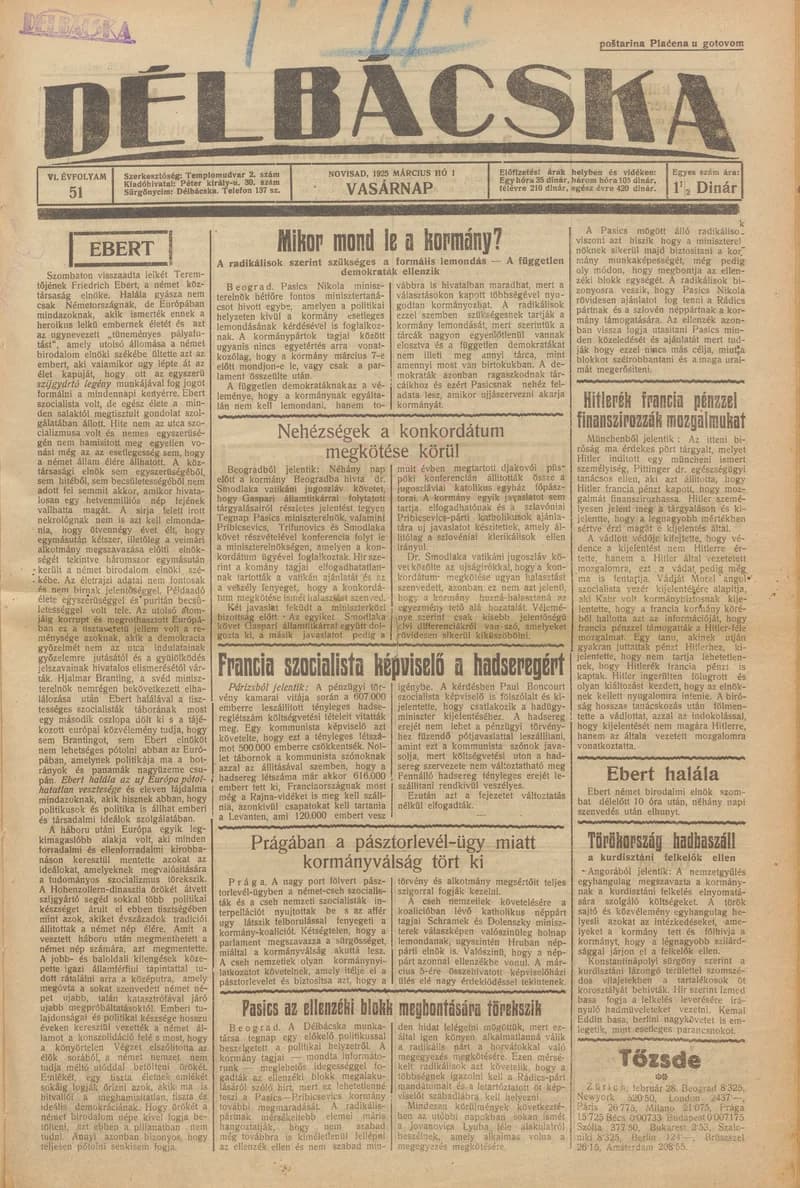 Délbácska, 6. évf. 1925. március 1. 51. sz.