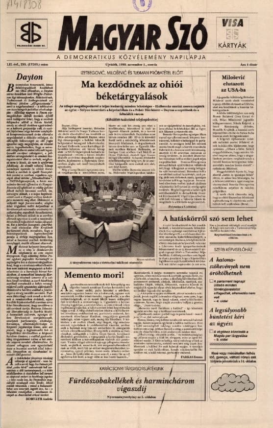 Magyar Szó, 52. évf. 1995. november 1. 255. sz. 1–16. oldal