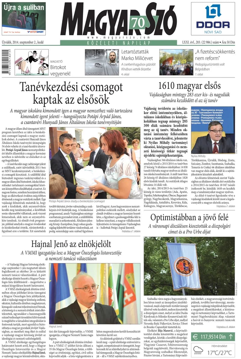 Magyar Szó, 71. évf. 2014. szeptember 2. 203. sz. 1–16. oldal