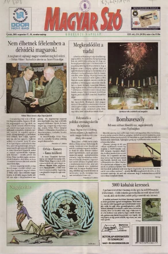 Magyar Szó, 62. évf. 2005. szeptember 17. – 18. 219. sz. 1–28. oldal