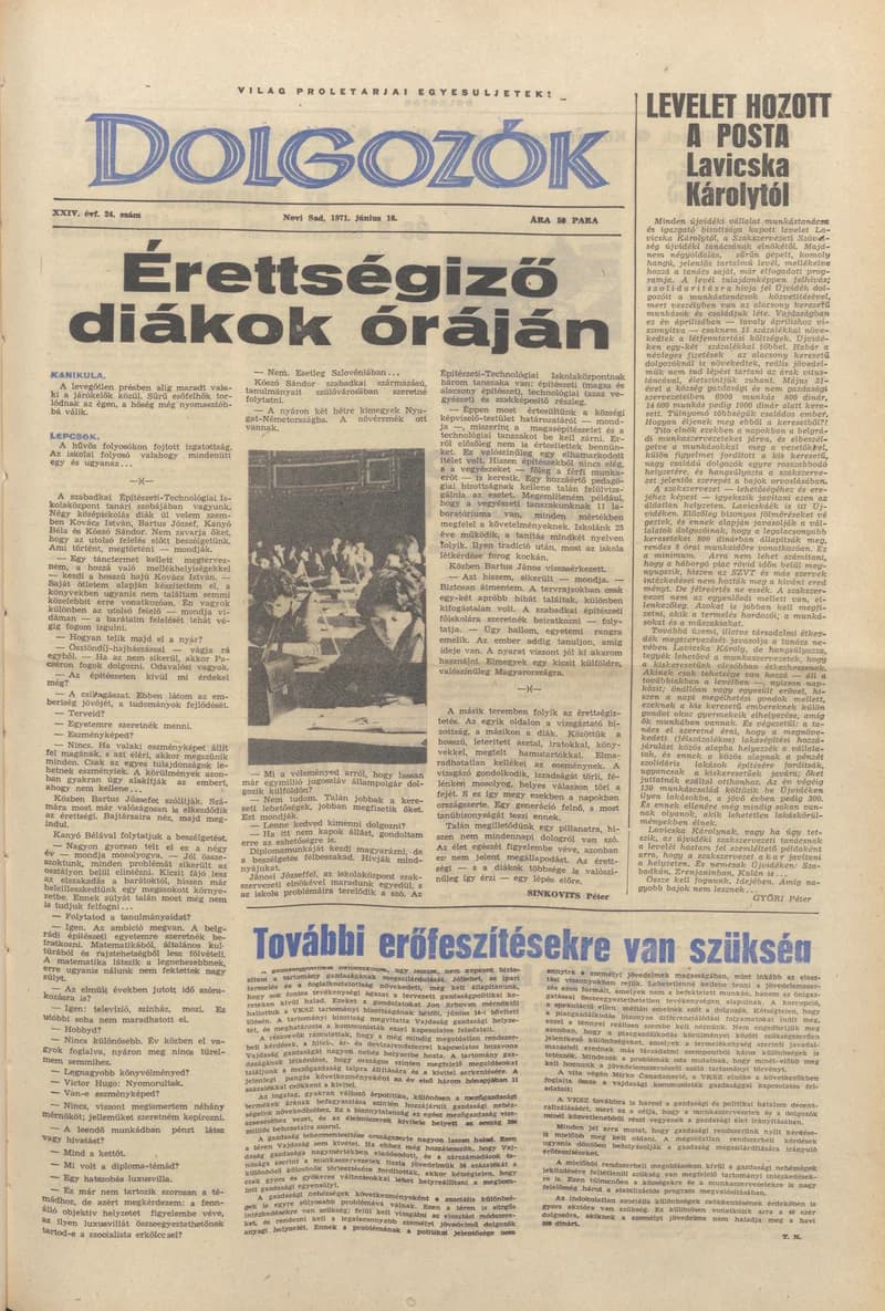 Dolgozók, 25. évf. 1971. június 18. 24. sz.
