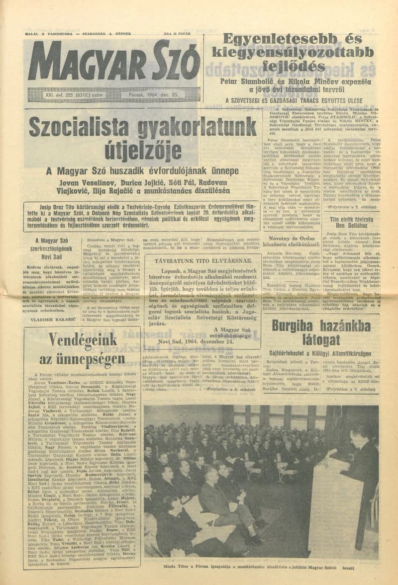 Magyar Szó, 21. évf. 1964. december 25. 355. sz. 1–16. oldal