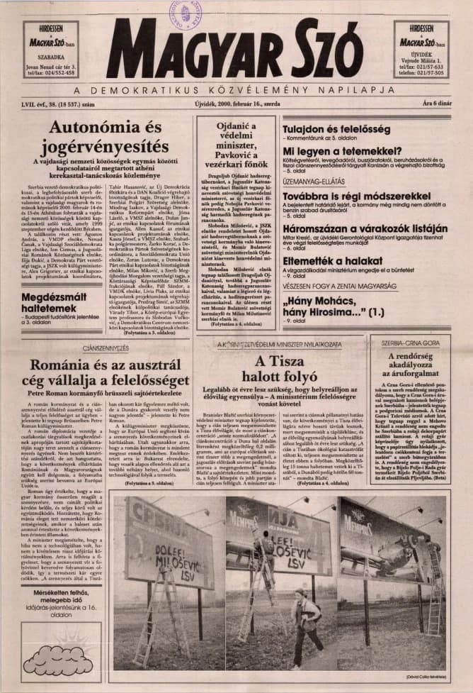 Magyar Szó, 57. évf. 2000. február 16. 38. sz. 1–16. oldal