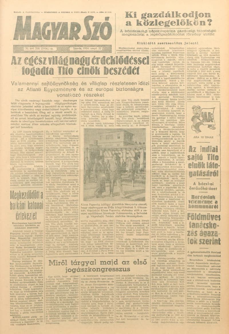 Magyar Szó, 11. évf. 1954. szeptember 22. 258. sz. 1–8. oldal