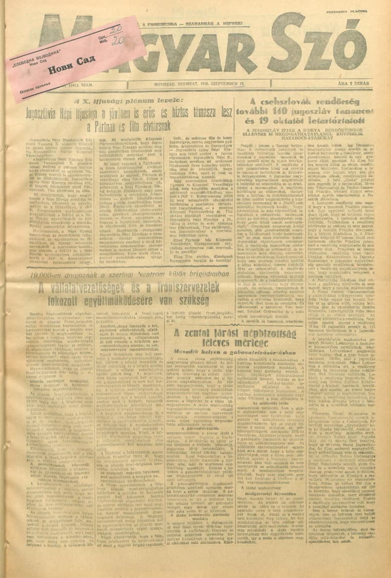 Magyar Szó, 5. évf. 1948. szeptember 18. 224. sz. 1–4. oldal