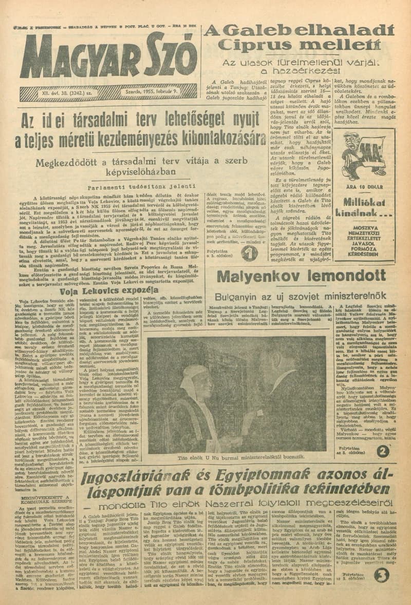Magyar Szó, 12. évf. 1955. február 9. 38. sz. 1–8. oldal