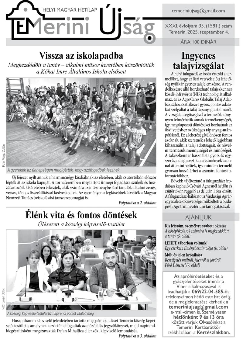 Temerini Újság, 31. évf. 2025. szeptember 4. 35. sz.
