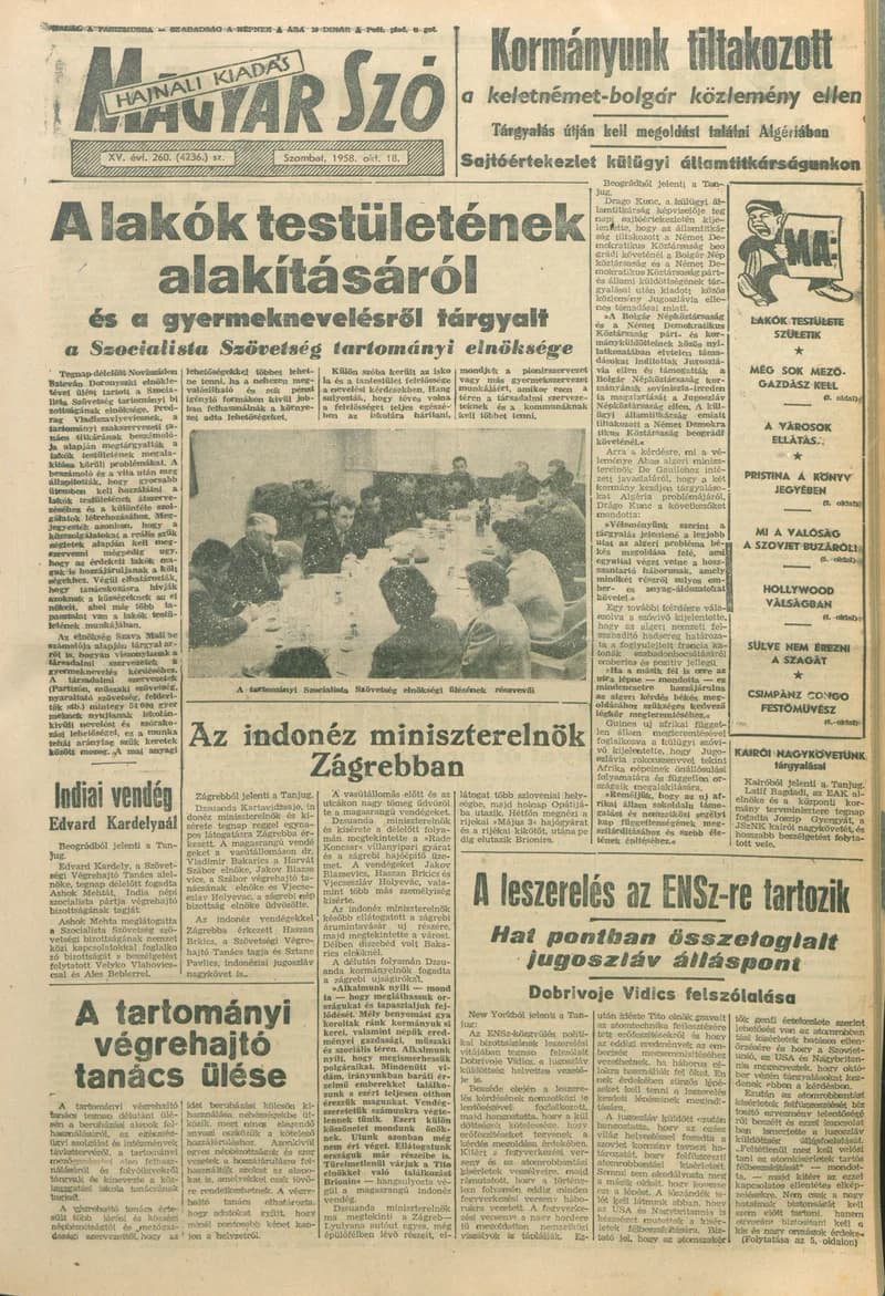 Magyar Szó, 15. évf. 1958. október 18. 260. sz. 1–16. oldal