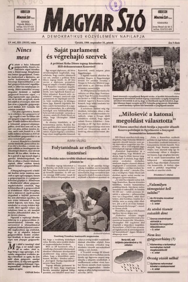 Magyar Szó, 55. évf. 1998. szeptember 18. 223. sz. 1–16. oldal