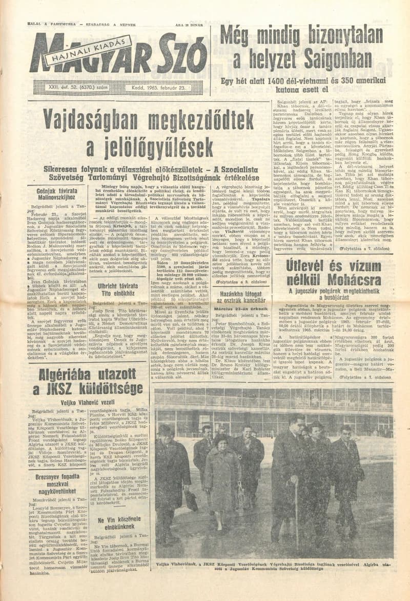 Magyar Szó, 22. évf. 1965. február 23. 52. sz. 1–16. oldal