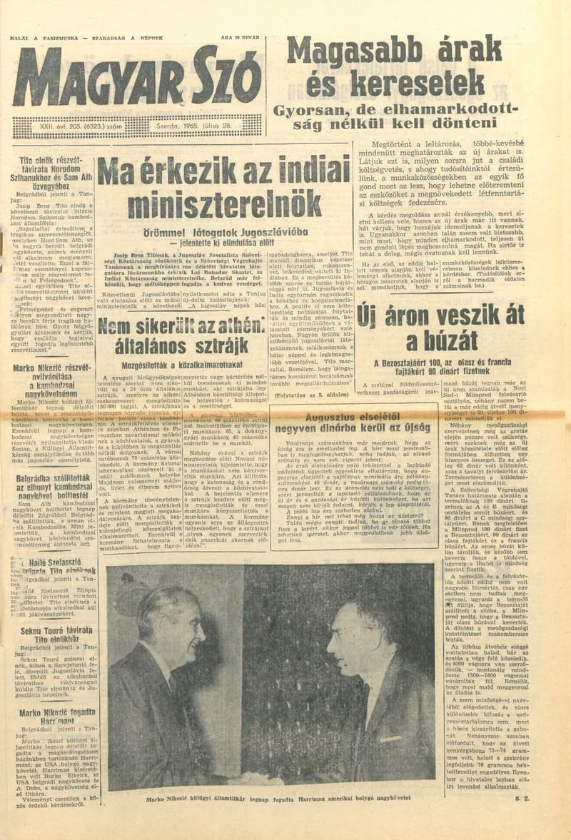 Magyar Szó, 22. évf. 1965. július 28. 205. sz. 1–14. oldal