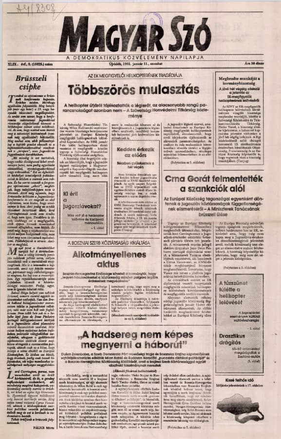Magyar Szó, 49. évf. 1992. január 11. 9. sz. 1–20. oldal