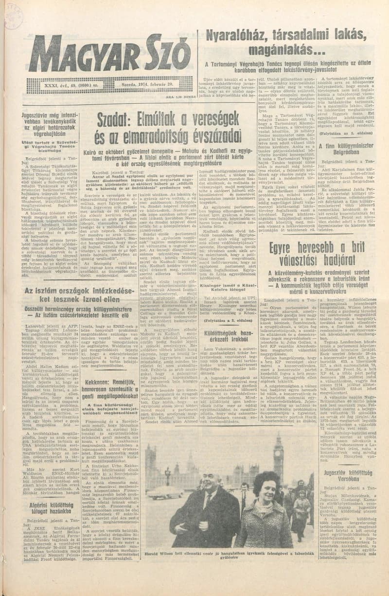 Magyar Szó, 31. évf. 1974. február 20. 49. sz. 1–20. oldal