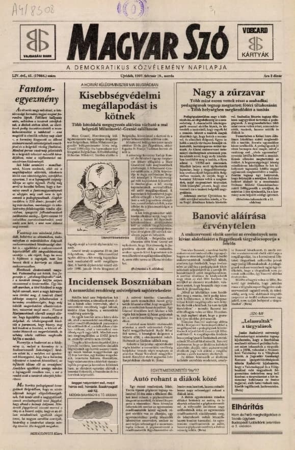 Magyar Szó, 54. évf. 1997. február 20. 42. sz. 1–16. oldal