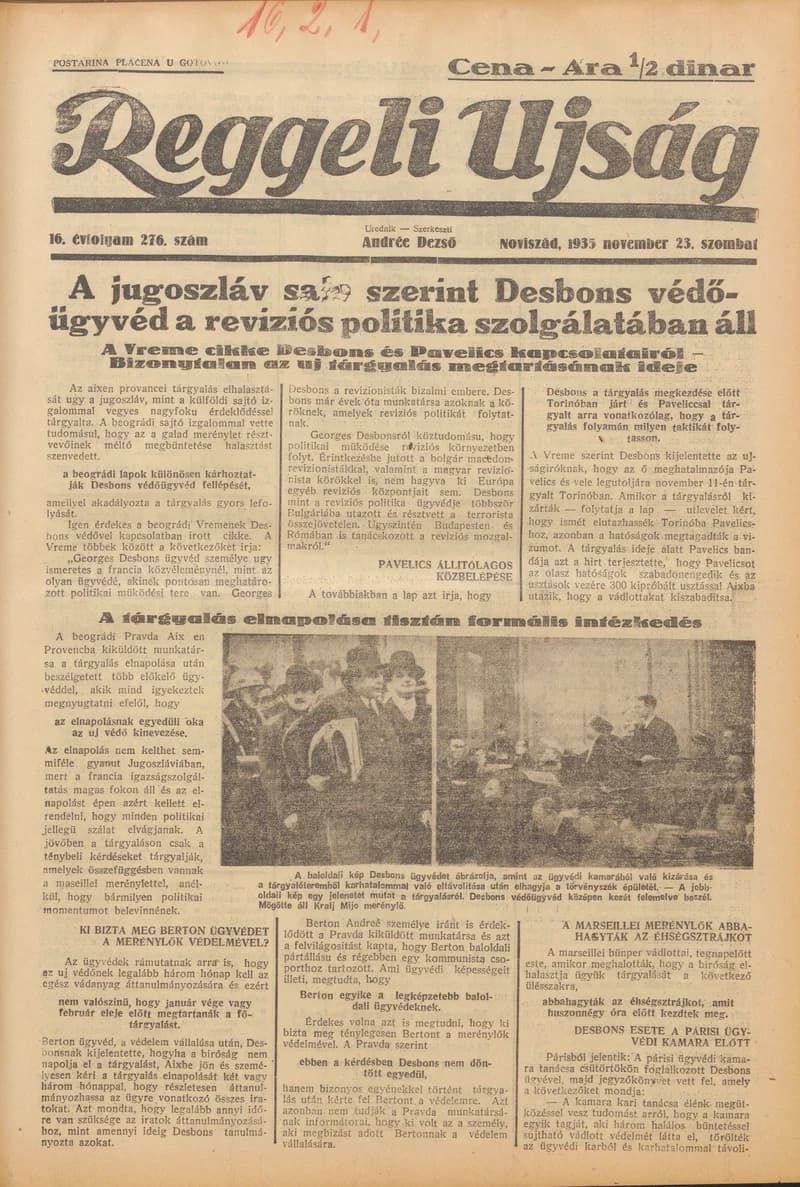 Reggeli Újság, 16. évf. 1935. november 23. 276. sz.