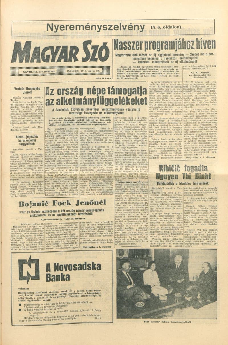 Magyar Szó, 28. évf. 1971. május 20. 136. sz. 1–20. oldal