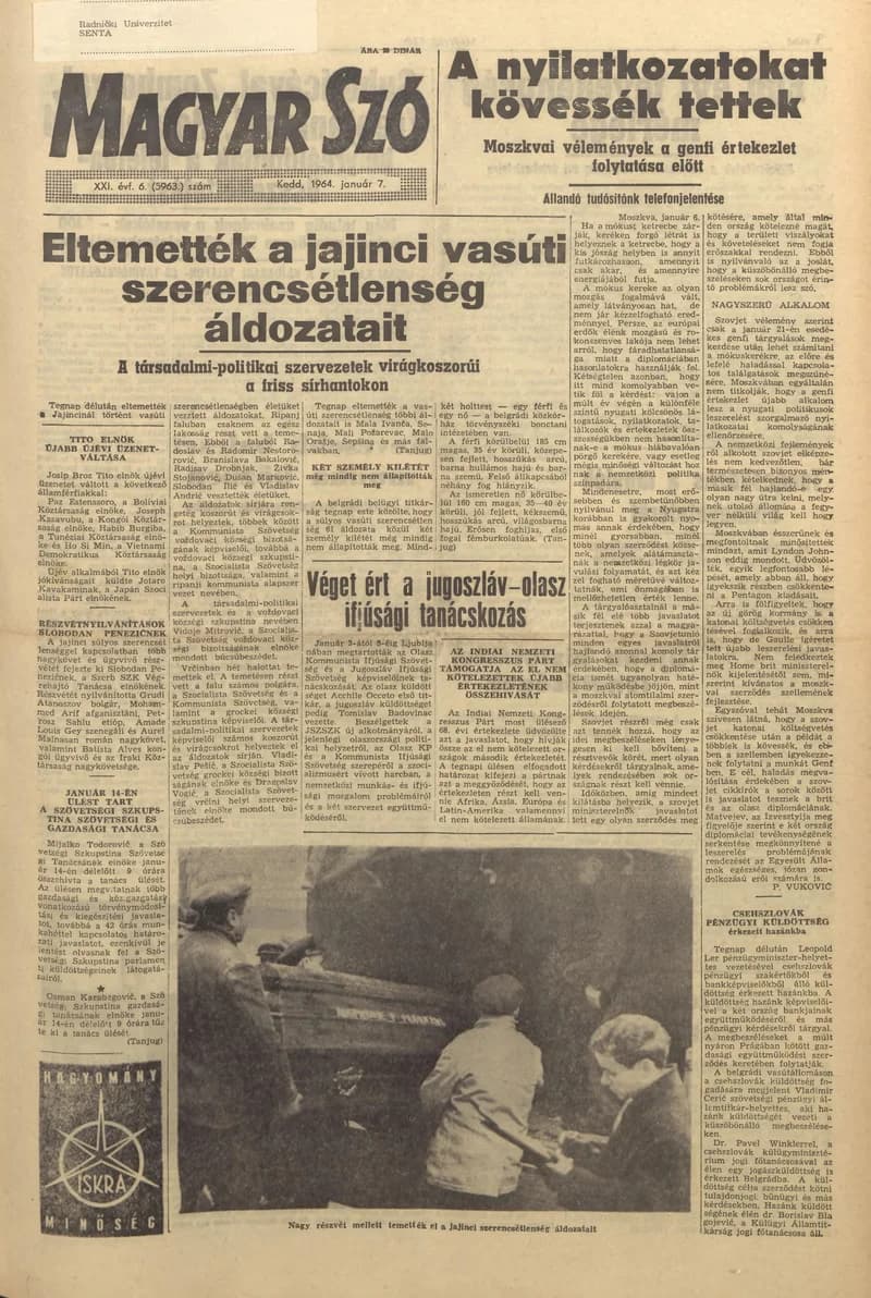 Magyar Szó, 21. évf. 1964. január 7. 6. sz. 1–16. oldal