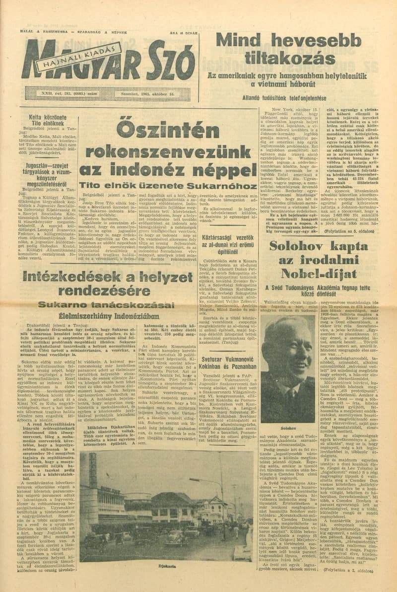 Magyar Szó, 22. évf. 1965. október 16. 285. sz. 1–12. oldal