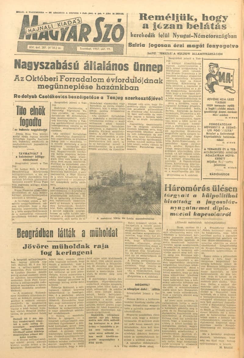Magyar Szó, 14. évf. 1957. október 19. 287. sz. 1–16. oldal