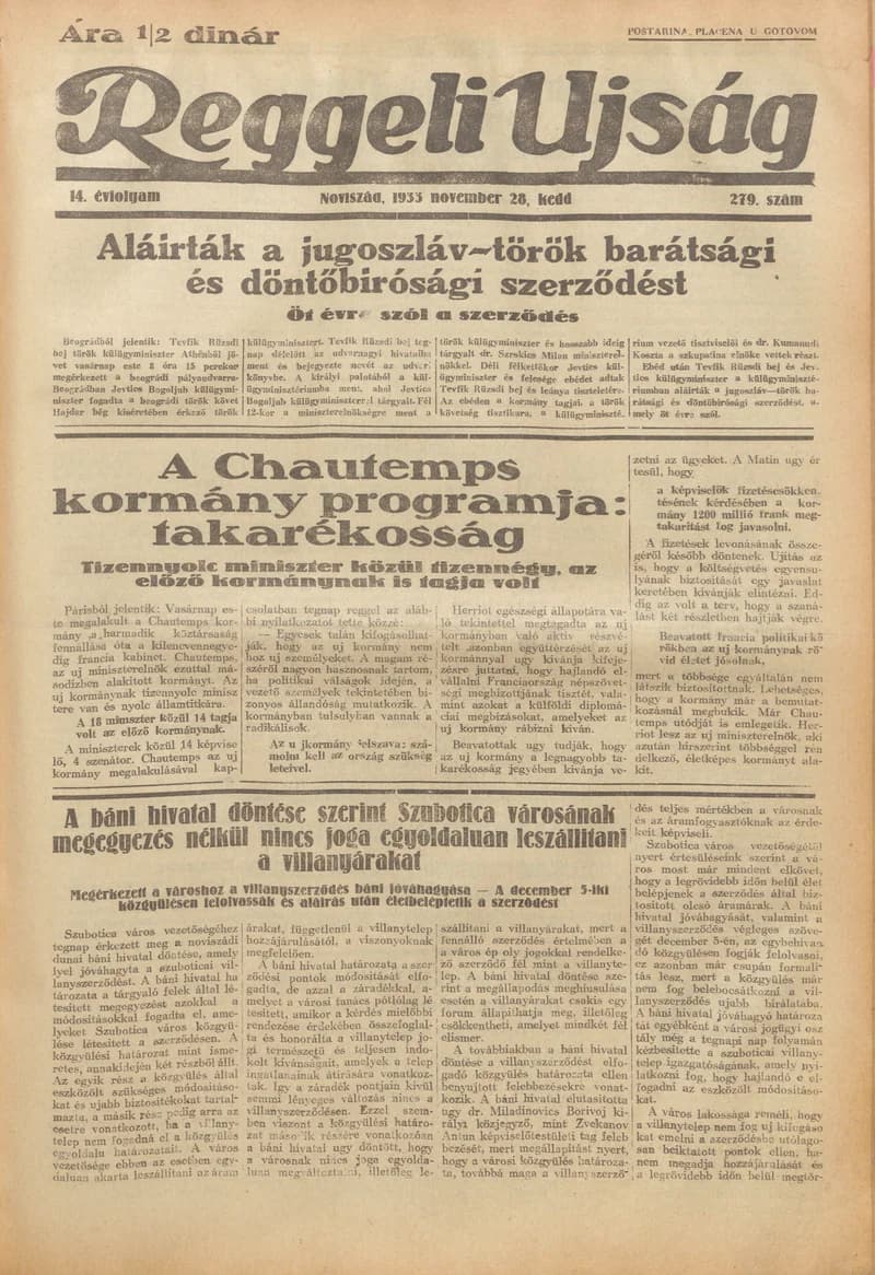 Reggeli Újság, 14. évf. 1933. november 28. 279. sz.