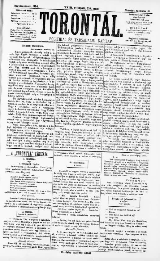 Torontál, 23. évf. 1894. november 10. 258. sz.