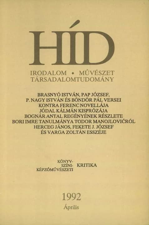 Híd, 56. évf. 1992. április. 4. sz. 233–328. oldal