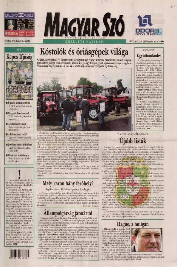 Magyar Szó, 67. évf. 2010. május 19. 113. sz. 1–20. oldal